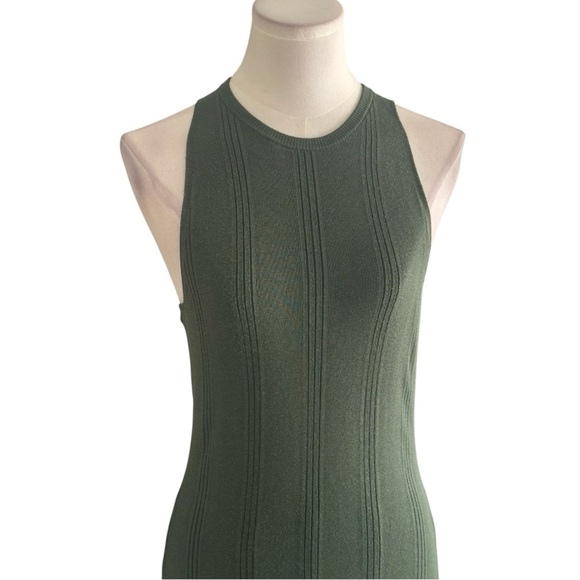 L’AGENCE Shelby Olive Green Midi Ribbed Knit Sleeveless Dress Size S Sweater - Picture 9 of 12